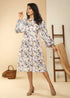 WHITE BALLOON SLEEVES DRESS